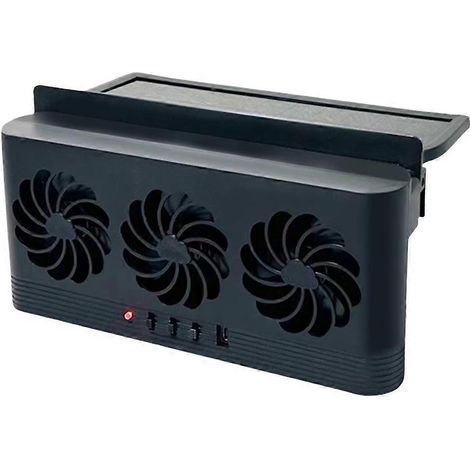 Ventilateur de refroidissement solaire pour radiateur de voiture avec 3 sorties d'air, ventilateur de fenêtre de voiture alimenté par USB, ventilateur de ventilation automatique (1/5)