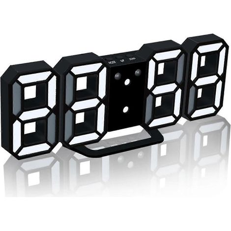 Réveil numérique 3D, horloge numérique LED murale avec réglage automatique de la luminosité, horloge électronique LED avec fonction snooze. (1/5)