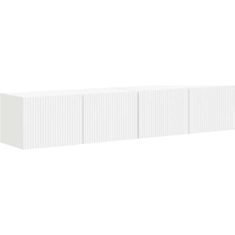 Lot de 2 meubles TV muraux modernes avec étagères 78,5 x 31 x 29,5 cm en bois d'ingénierie blanc