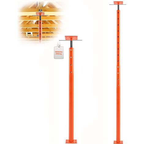 Vérin de plancher télescopique, 56-100 po, capacité 18 000 lb, poutre réglable pour nivellement, support temporaire en acier. (1/5)