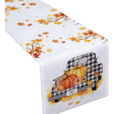Napperon de table automne Feuilles d'érable Citrouilles Tapis de table Cuisine Salle à manger Décoration de fête (1/5)