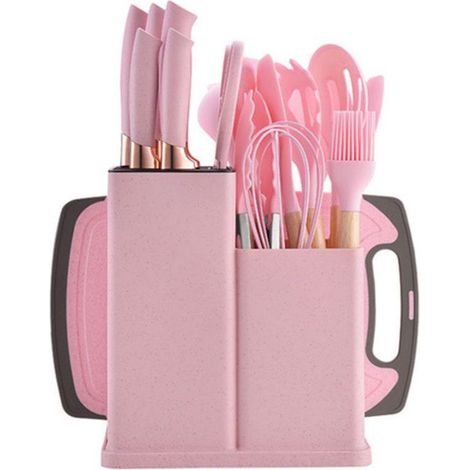 Kochbesteck-Set 19-teilig – Silikon-Küchengeräteset mit Holzgriffen, hitzebeständig & antihaftend, inkl. tragbarem Aufbewahrungssystem, ideal für Hobbyköche und Backliebhaber, Geschenk-Set für Küche (1/5)