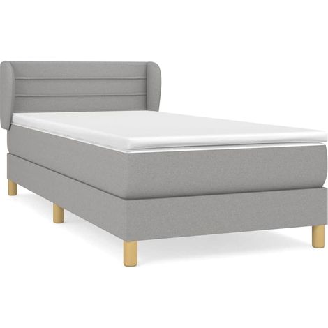 Maison Exclusive - Sommier à lattes de lit avec matelas Gris clair 80x200 cm Tissu (1/5)