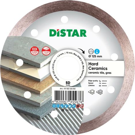 Disco de diamante de cerámica dura Distar 125 x 1,4 x 10 x 22,23 mm