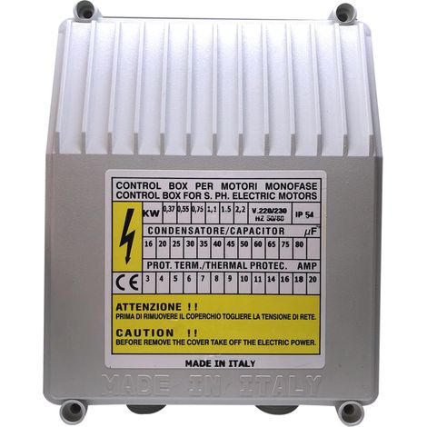 Coffret de démarrage 0,75kW pour pompe immergée 220V – Condensateur 35uF – Protection thermique – Boîtier IP54 étanche – CRD