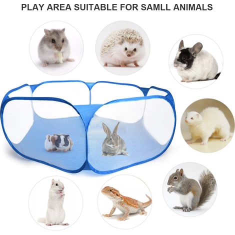 Zelt für Kleintiere, sechseckiges, atmungsaktives Haustierzelt, tragbares Auslaufgehege für Kaninchen und Hamster (1/3)