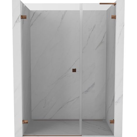 Mexen Lunar-B L puerta de ducha abatible izquierda 115 cm, transparente, oro rosa - 832SL-115-050-60-00-L (1/5)