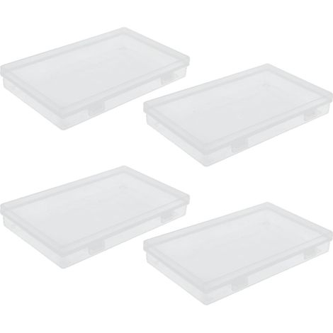 Lot de 4 boîtes en plastique transparent avec couvercle à charnière, contenants de rangement polyvalents pour petits objets (1/5)