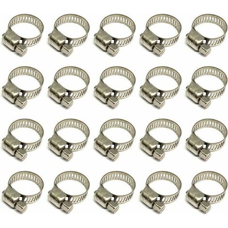 20 Pièces Collier De Serrage Tuyau, Collier De Serrage Tuyau Réglable 10-16mm, 304 Collier De Serrage Inox, Collier Serrage Métallique, Pour Tuyau, Home Gaz, Famille Tuyau D'eau, Câble, Robinet, Etc z (1/4)