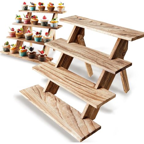 Support d'affichage en Bois à 4 Niveaux Étagère de Cuisine (1/5)
