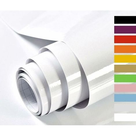Papier Adhesif pour Meuble Blanc Paillettes 60cmX5m Cuisine Armoires Bureau Stickers Meuble Vinyle Decoratif Autocollants Meuble Film (1/5)