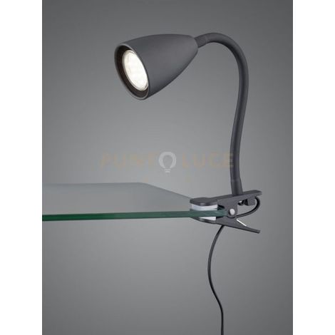WANDA LAMPADA DA TAVOLO FLESSIBILE CON PINZA METALLO NERO H. 20CM 1 LUCE ATTACCO GU10