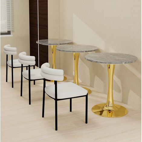 Tavolino rotondo 70 cm in marmo artificiale dorato DESVIAE (1/5)