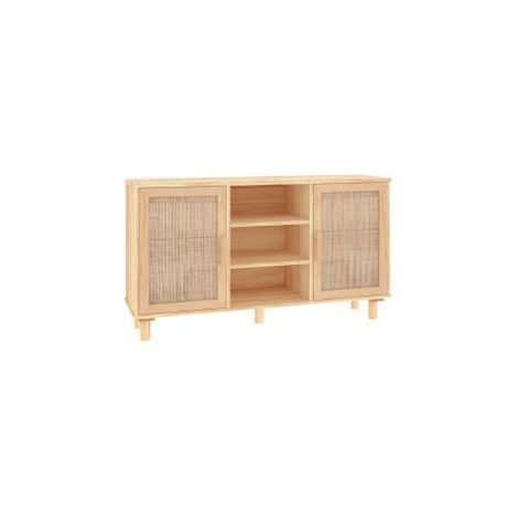 Buffet en bois avec 2 portes en Rotin naturel 105cm - Modèle Kaliga-Naturel (1/5)