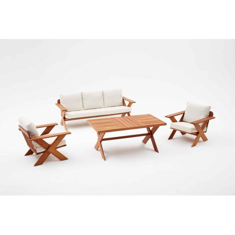 Conjunto de muebles de jardín St Jean Crudo y madera de Iroko