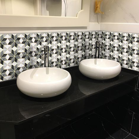 Sticker Mural Carrelage adhésif Cuisine Salle de Bain - 9 STICKERS CARREAUX DE CIMENT AUTHENTIQUES SOPHINIA - 9stickers20x20cm (1/5)