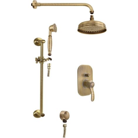 Ensemble de douche à encastrer KIRKÉ avec mitigeur à levier, 2 sorties, bronze (1/2)