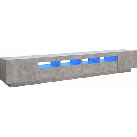 vidaXL Mobile Porta TV con Luci LED Grigio Cemento 260x35x40 cm