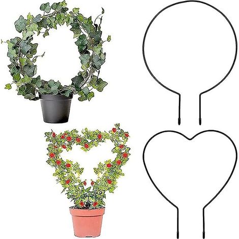 Filiyano-Supports métalliques pour plantes grimpantes, mini treillis, supports ronds et en forme de cœur, pour plantes en pot (2 pièces) (1/5)