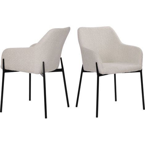 Lot de 2 Fauteuils Scandinaves en Tissu Bouclette et Métal Noir Mat - PANGIVO (1/5)