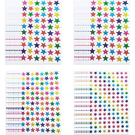 Autocollants Étoiles - Feuilles Aluminium Adhésives - Pour École Maison Bureau Décoration - Lot De 4 Feuilles (1/5)