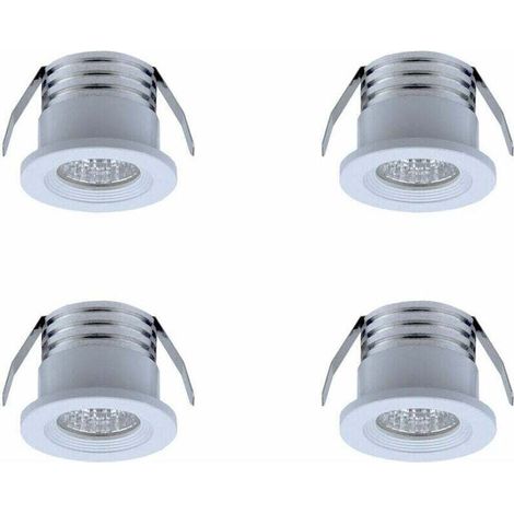 Set di 4 mini faretti LED da incasso 3W – Luce calda 3000K – Alluminio e vetro – Angolo del fascio luminoso 20-30° – IP22 per uso interno -Crezuo