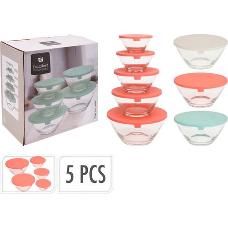 Ensemble De 5 Boîtes à Lunch En Verre De Couleurs Assorties, En Forme De Bol