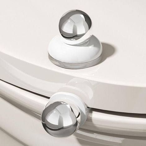 Lot de 4 housses de siège de toilette et tapis avec poignée ergonomique arrondie, pour la plupart des sièges de toilette standard pour un levage facile et hygiénique, blanc et argenté