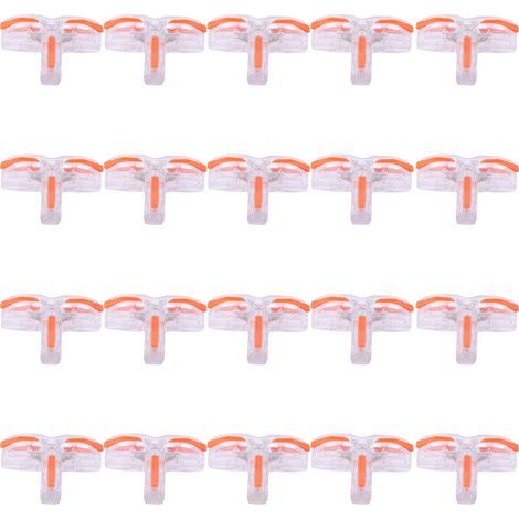 20 connecteurs de câblage à bornes rapides en forme de T, répartiteurs de câblage à pression SPLT1 (transparent) (1/5)