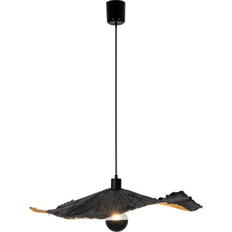Suspension Design en Papier Noir et Or Ø 56 cm, Luminaire Modulable E27 pour Salon et Bureau - PANGIVO (1/4)