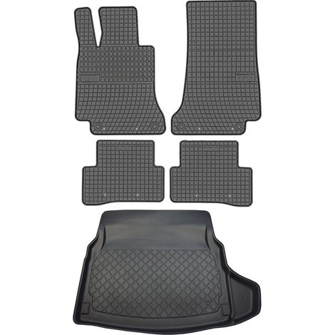 Juego de alfombrillas de goma para coche y alfombrilla para maletero para Mercedes Clase C W205 Sedán (marzo de 2014 a 2021).