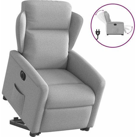 Relaxsessel mit Aufstehhilfe Elektrisch Wolkengrau Stoff