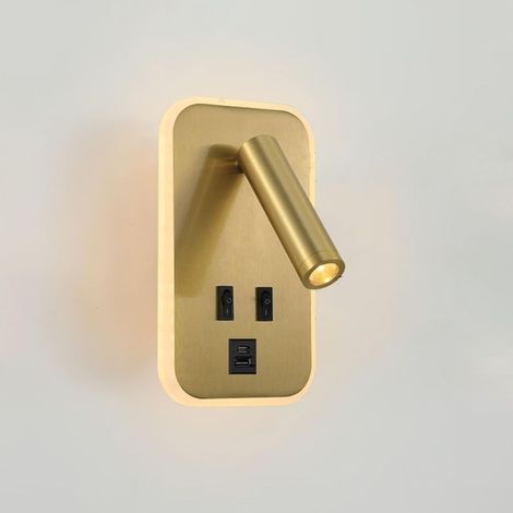 Applique murale LED avec interrupteur, applique intérieure avec port de chargement USB, applique de chambre rotative à 350°/90°, 3000K (3W+10W) (1/5)