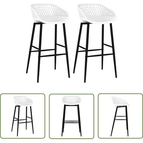 The Living Store Chaises de bar lot de 2 blanc - Chaise De Bar - Tabouret De Bar - Chaise Design - Mobilier De Cuisine - Chaise Blanche (1/5)