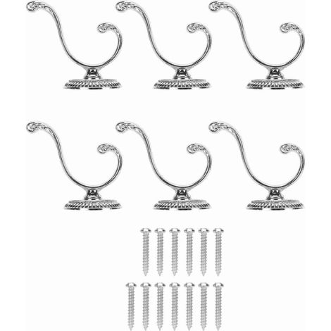 6Pcs Vintage Clothing Hooks Heavy Duty Zinc Alloy Retro Wall Hooks for Hat Coat Scarf (1/5)