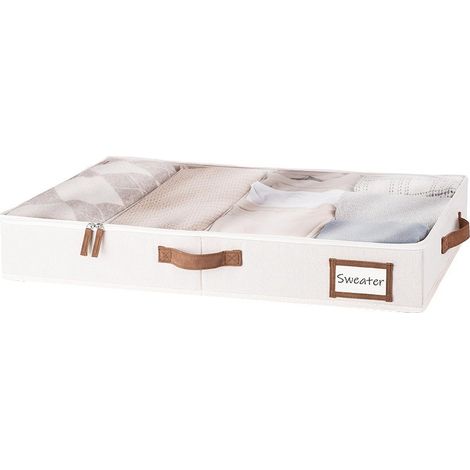 Sac de rangement sous lit à roulettes, noir, lot de 2, organisateur pliable pour vêtements et couvertures, blanc crème, sans poulie, 1 pièce (1/5)