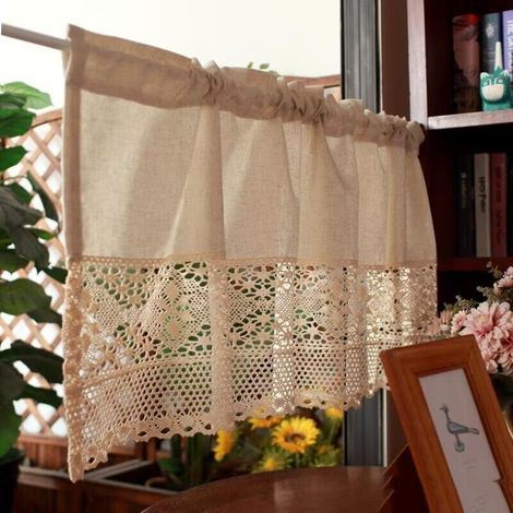 Rideau brise-bise, rideau court pour cuisine, rideau coulissant pour café, petit rideau brise-bise, moitié pour décorer la maison et la cuisine,Seuçais (1/5)