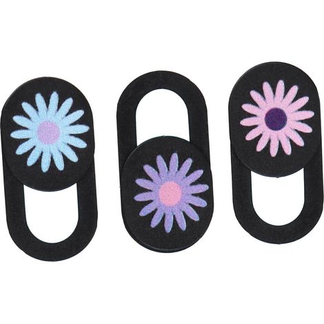 Cache-Objectif de Webcam Motif Chrysanthème 3pcs en Abs pour Tablette et Ordinateur Portable Protection Vie Privée sans Gêner la Fermeture Sécurisez Votre Vie Couleur Aléatoire (1/5)