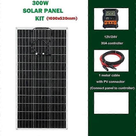 Panneau solaire flexible 600 W / 300 W kit chargeur de batterie 12 V système photovoltaïque pour voiture bateau camping-car contrôleur 300 W 30 A (1/5)