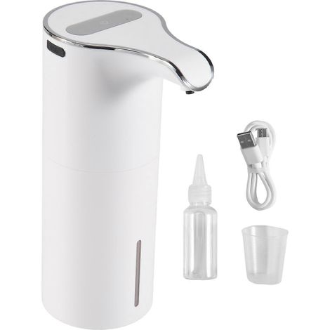 Distributeur de savon automatique sans contact, rechargeable par USB, distributeur de savon mousse électrique, étanche, capacité réglable, 450 ml, blanc (1/5)