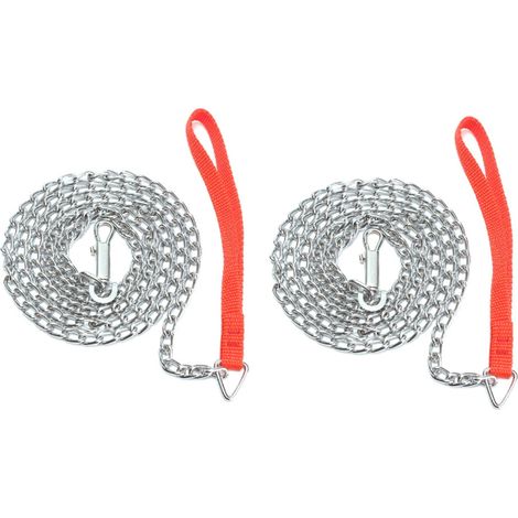 guinzagli per cani e cuccioli con catena in metallo resistente da 1,6 m, con moschettone e maniglia rossa.