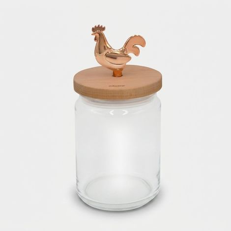 Vorratsglas aus Glas mit Buchenholzdeckel 1000 ml Cocoricò (1/4)