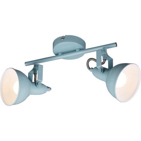Lampe plafonnier avec 2 spots pivotants et orientables dans un design rétro vintage – Douilles E14, 40w max. – Coloris menthe (1/5)