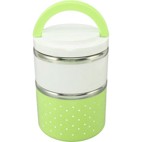 Boîte à lunch isotherme en acier inoxydable – Double couche grand modèle – Verte – Étanche et portable (1/5)