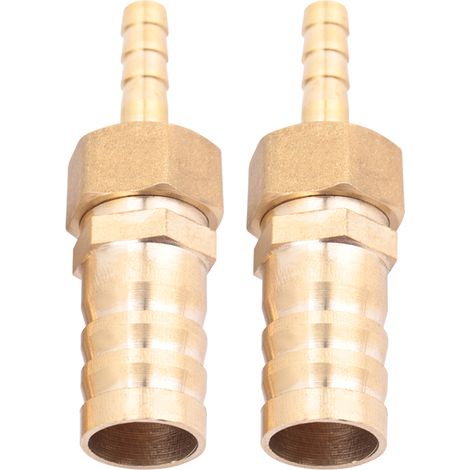 Raccord en laiton pour tuyau d'arrosage, réducteur à embout cannelé, connecteur de réduction (6 mm-16 mm, 2 pièces) (1/5)