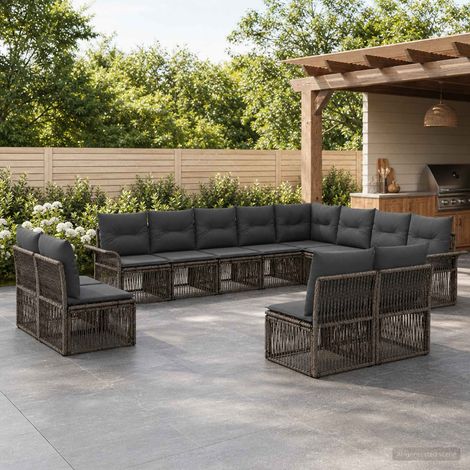 Set Divano da Giardino 12 pcs Grigio polyrattan vidaXL (1/5)