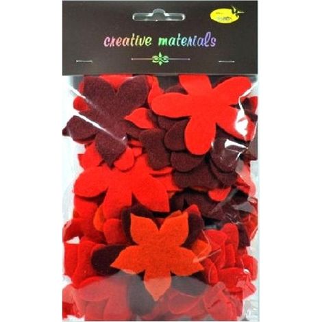 Fiori in feltro, tonalità rosso-arancio, 60 pezzi