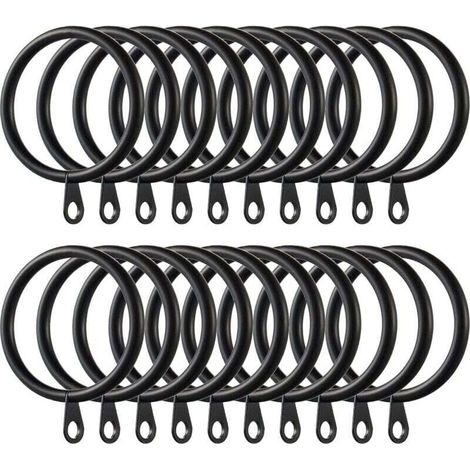 40 pezzi anelli per tende, XU, anelli per appendere tende in metallo per tende e aste, diametro interno 38 mm (nero) - KZQ (1/4)