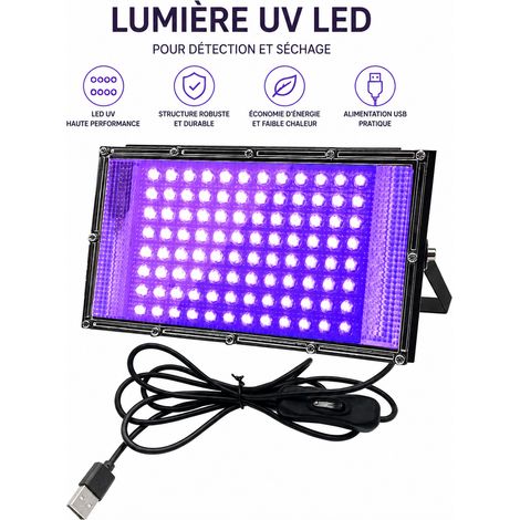 Lampe de polymérisation UV LED 100W 395-410 nm USB 5V boîtier métallique 100w 24 × 13 × 3 cm 380 g – Livraison gratuite