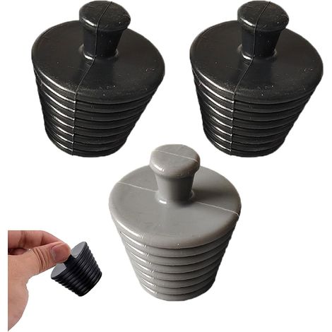 Sollbry 3 Pièces Bouchons De Baignoire, Bouchon Vidange Silicone, Universel Bouchon De Vidange, Bouchon De Lavabo, Vidange pour Les Drains De Lavabo De Cuisine Et De Salle De Bain(Noir, Gris) (1/5)